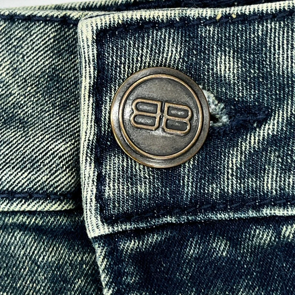 Benjamin Black Mens Jeans 38x32 Acid Wash Distressed‎ Moto Denim Flap Pocket